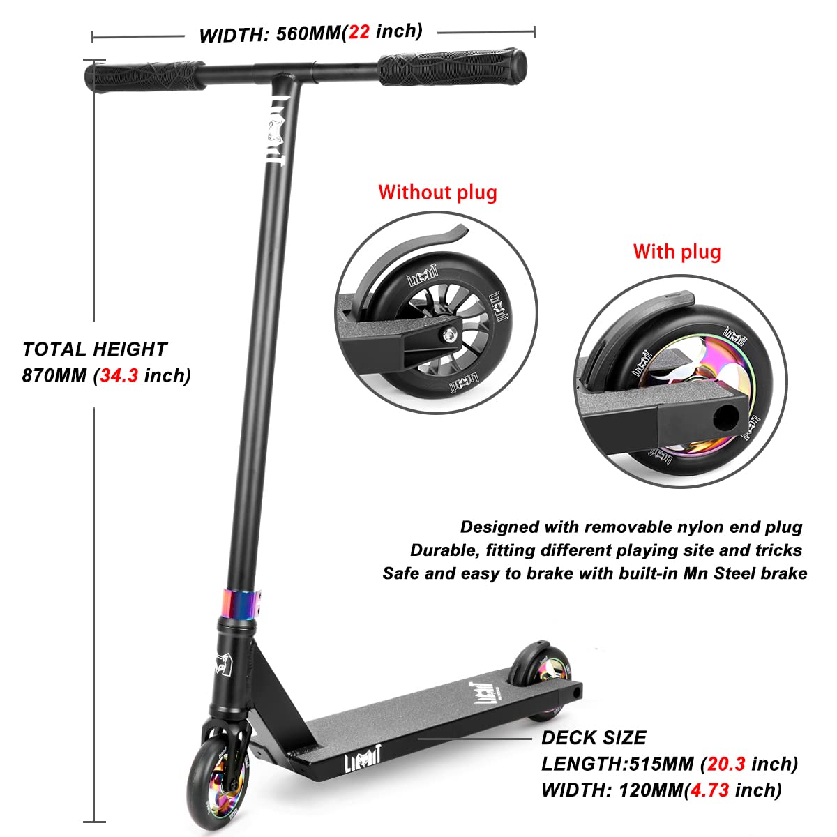 LMT69 Professional Scooter-Trick Scooter-Intermediate Beginner Stunt Scooter Suitable - Children, Teenagers Adults 8 Years Old Above