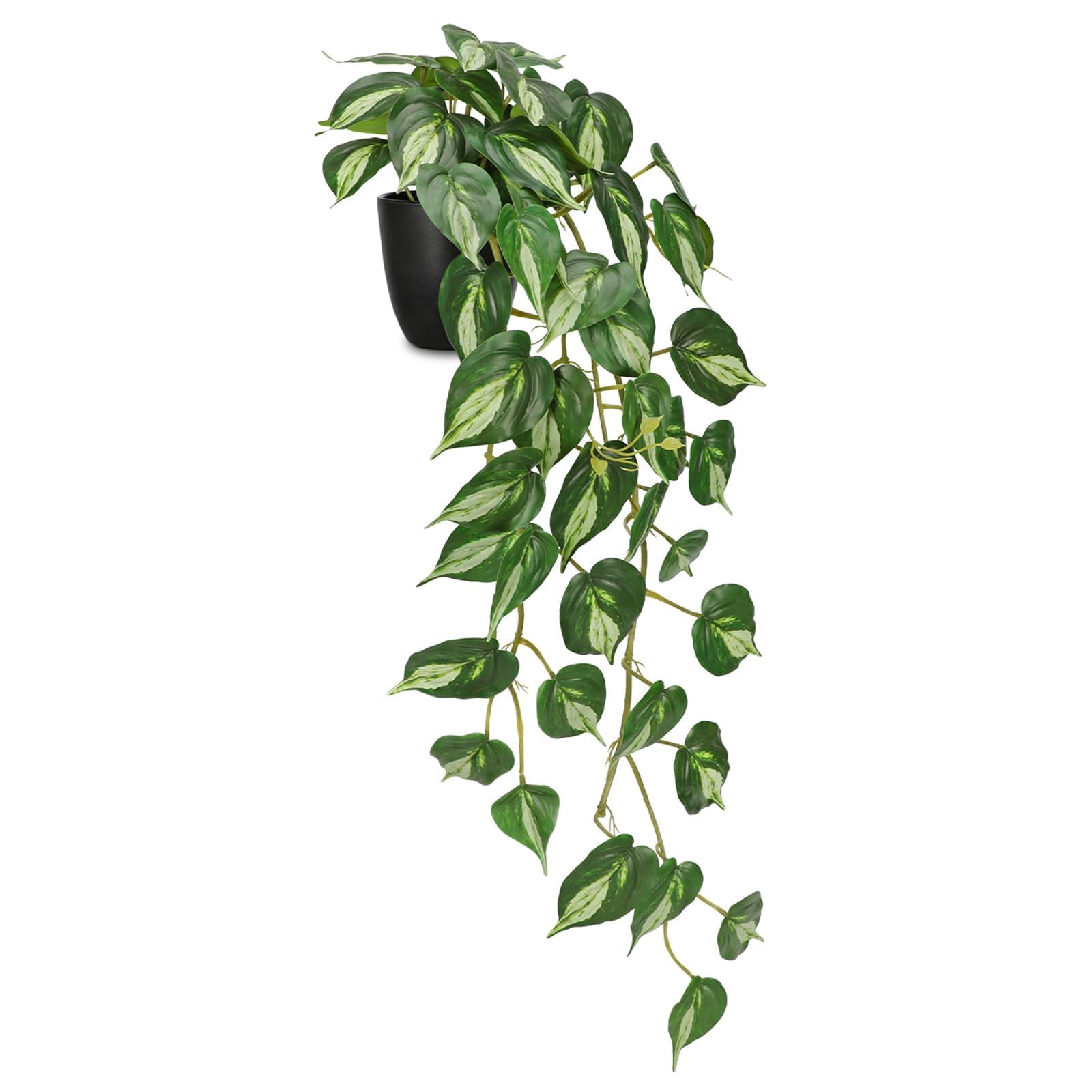 Photo 1 of GnFlus Artificial Pothos Ivy Plant with Pot Artificial Light Green Leaves Featuring for Home Shelf Decor Indoor Silk Artificial Plant Large