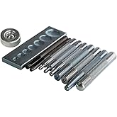 SKYZONAL DIY Leather Craft 11pcs Craft Tool Die Punch Snap kit Rivet Setter with Base for Punch Hole and Install Rivet Button