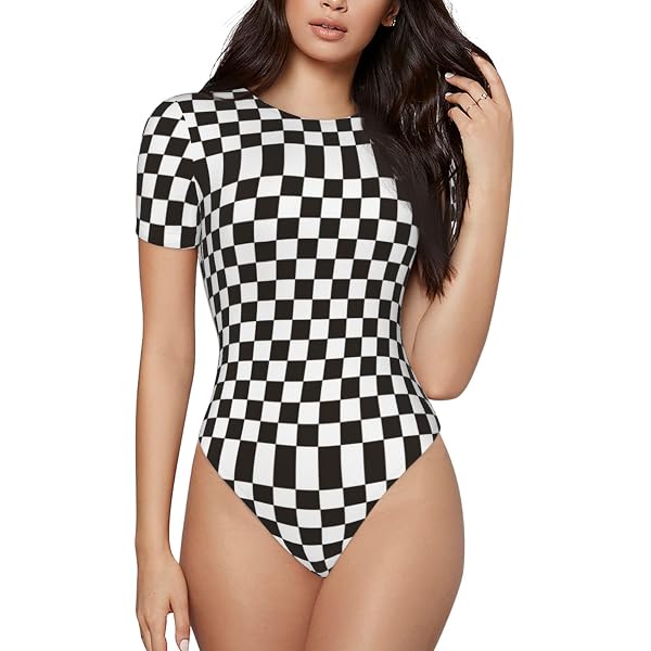 MANGOPOP Women's Basic Bodysuit - Rayon & Spandex, Crew Neck, Short Or Long Sleeve, Snap Closure