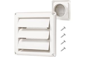 HOXHA 4" Dryer Vent Cover with Screen Plastic Dryer Vent Hood for Exterior Wall with 4 Screws UV Protection&Easy Installation for 4" Dryer Vent Hose (White, 4 inch Diameter)