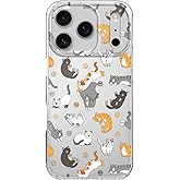 Blingy's for iPhone 17 Pro Case, Fun Cat Pattern Cute Cartoon Animal Design Transparent Soft TPU Protective Clear Case 6.3 inch (Cats)
