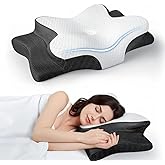 Cooling Memory Foam Pillow for Neck and Shoulder Pain Relief, Adjustable Cervical Contour Bed Pillow, Orthopedic Ergonomic Design for Side, Back & Stomach Sleepers, Breathable and Extra Supportive