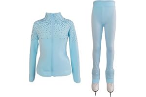 LIUHUO Figure Skating Pants Jackets Sets Girls Women Comfortable Training Wear Skating Coat with Crystals…