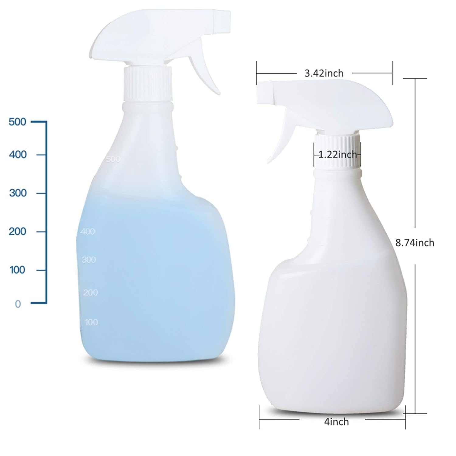 Empty Spray Bottles 4 Pack 16 Oz, Reusable Plastic Spray Bottle Water Sprayer with Measurements and Adjustable Nozzle for Cleaning Solutions, Plant Watering, Auto Detailing, BBQ, Bathroom and Kitchen: Industrial & Scientific