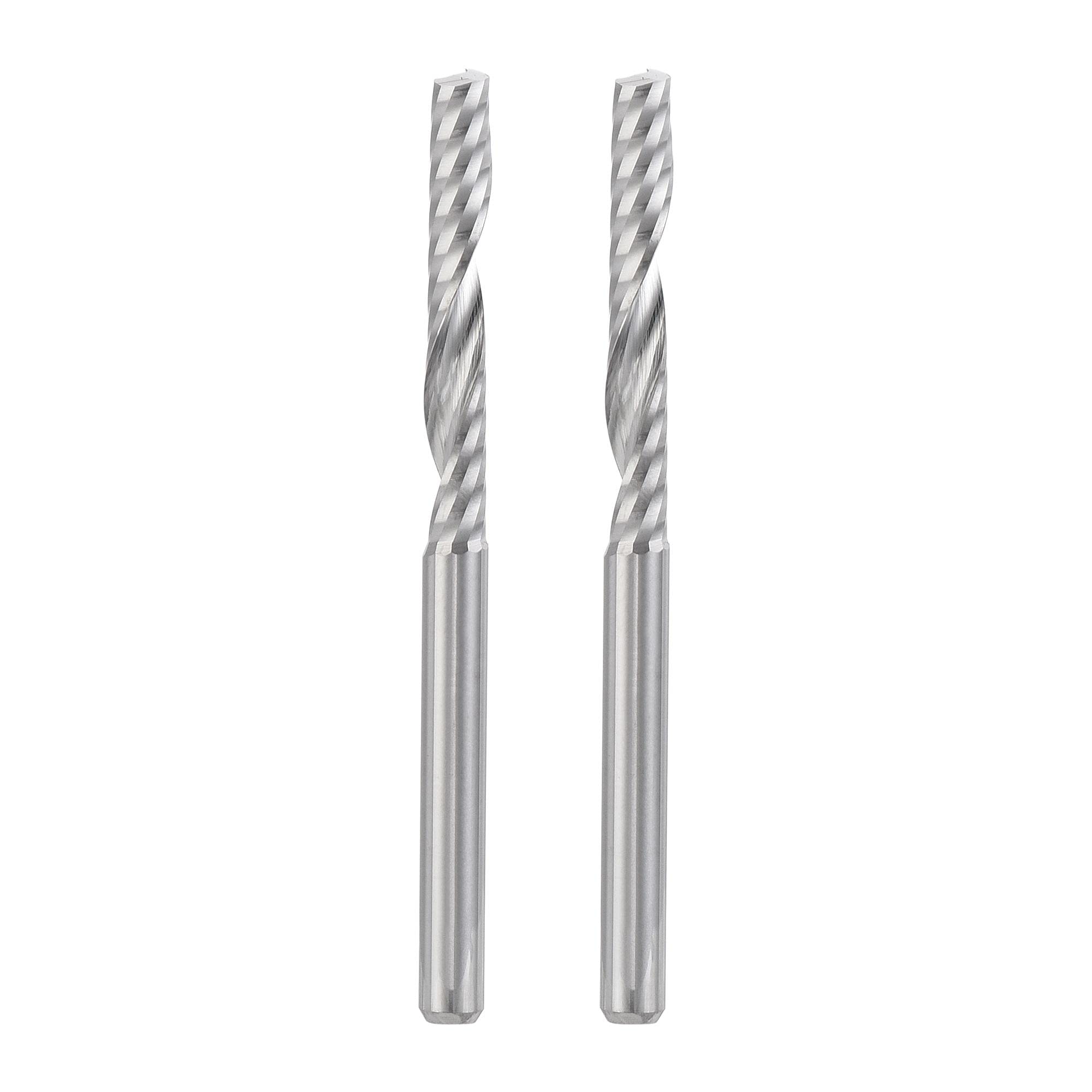 sourcing map CNC Spiral Router Bits 1/8" 3.175mm Shank, 3.175mm x 25mm Upcut Solid Carbide End Mill Single Flute Milling Cutter, for Acrylic PVC MDF Wood Hardwood, 2pcs