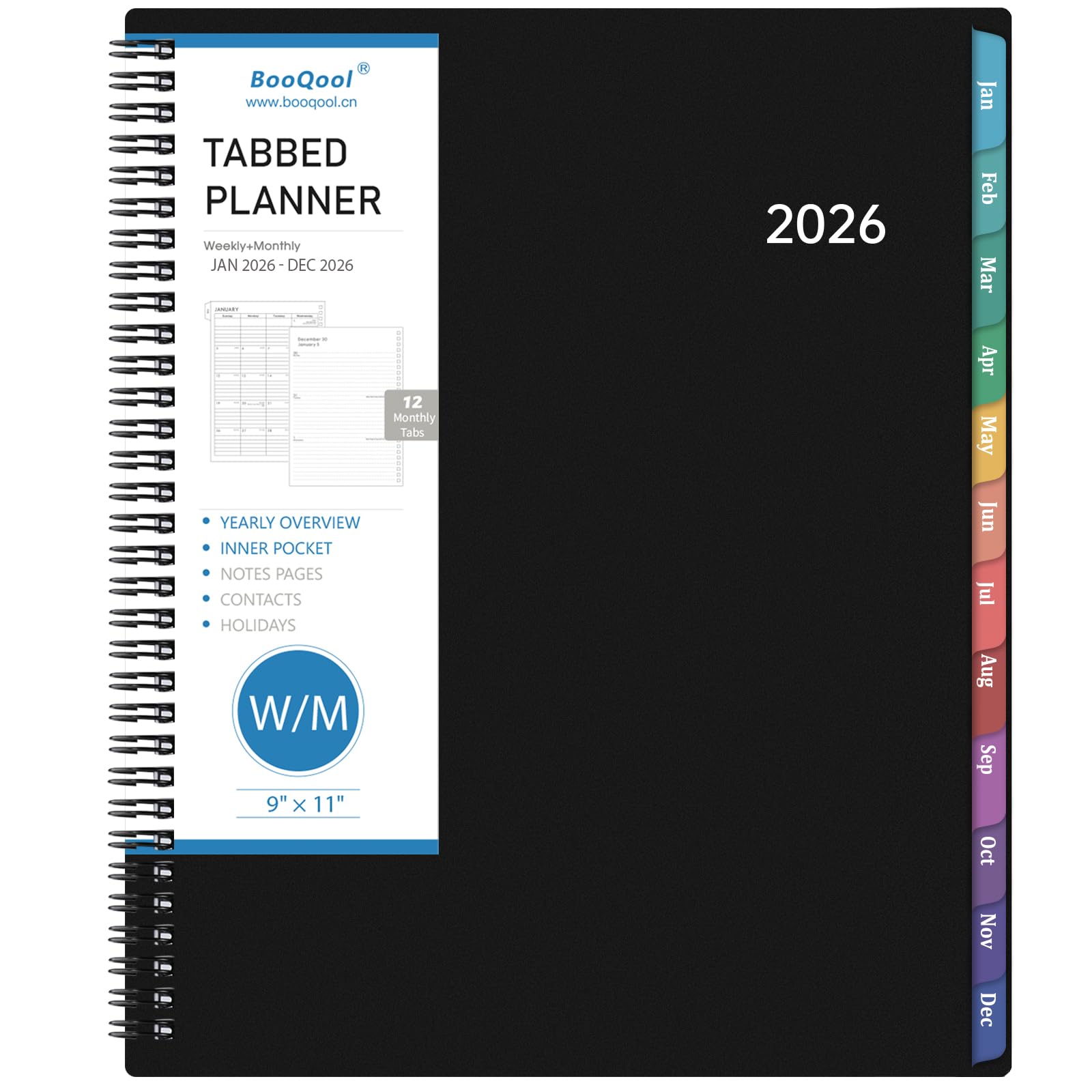 Photo 1 of 2025-20256 Planner – Planner 2025-2026 Weekly and Monthly, 9" x 11", Large, Jan 2026 – Dec 2026, 12 Monthly Tabs, Strong Twin-Wire Binding, Inner Pocket, Hardcover, Black