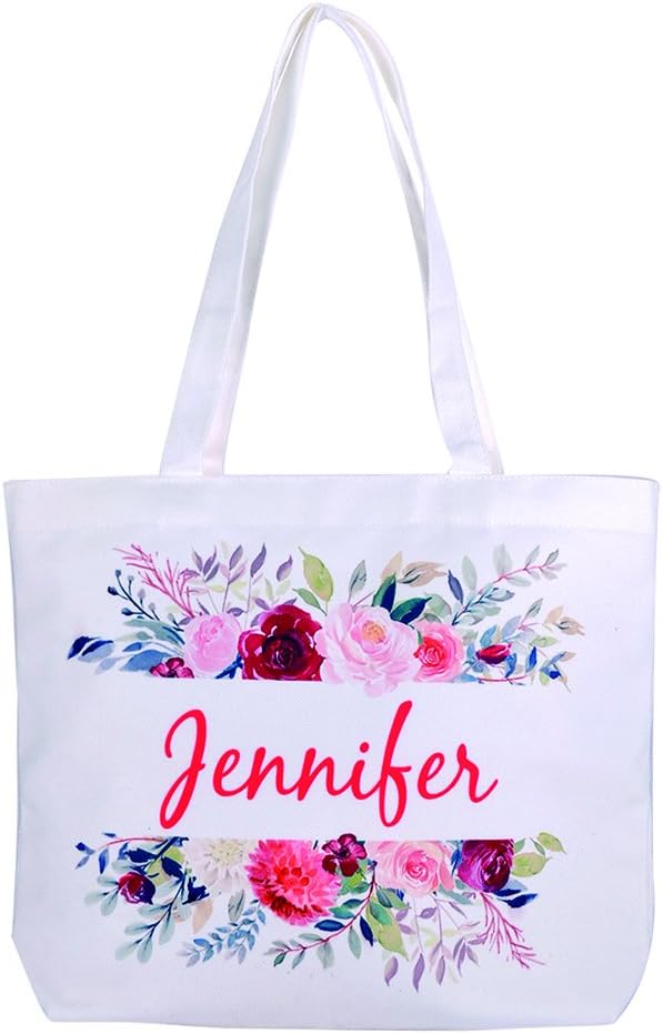 Personalized 16oz Tote Bag, Custom Bridal Party Bag, Bridesmaid Gift, Canvas Tote Bag (Print 1 side only)