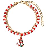 W WEILIRIAN Christmas Crutch Bracelets for Women Seed Bead Bracelet Layered Christmas Bracelet Handmade Adjustable Bracelet Hand Chain Party Festival Bracelet Jewelry for Girls Gifts