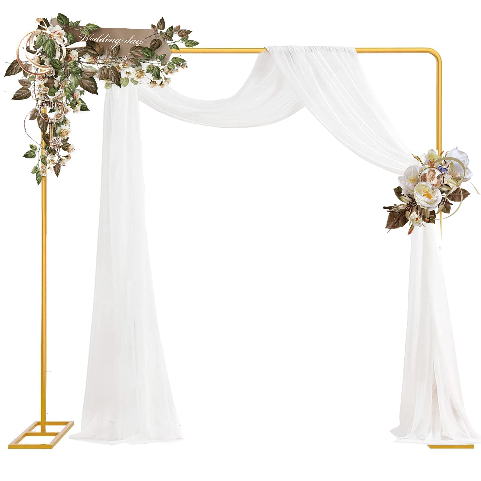 Photo 1 of Wedding Arch Backdrop Stand Square 6.5FT Heavy Duty Metal Frame, Balloon Arch Stand Adjustable Photo Booth Decor for Baby Showers, Halloween Parties, Birthdays, Anniversaries