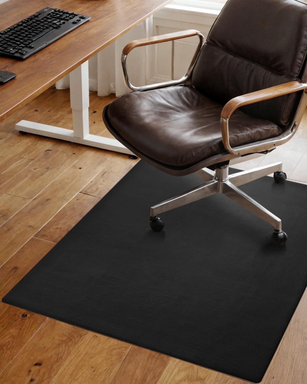Photo 1 of Color&Geometry Anti Scratch Ultra Thin Chair Mat for Hard Floor Protection 2mm 36"x47"- Waterproof, Non-Slip, Noise Reduce, Easy Clean PVC Home Office Floor Rug for Under Desk, Black (Rolled Packed)