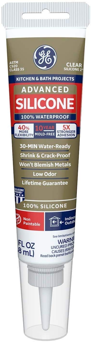 Momentive Performance MaterialsGE284 2.8-Ounce Silicone II Premium Waterproof Kitchen and Bath Squeeze Tube, Clear (Single Pack)