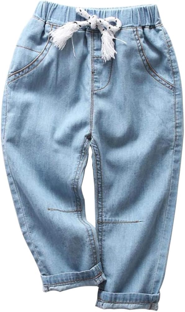 MODNTOGA Toddler Kid Boys Girls Elastic Waist Denim Jeans Summer Pants Blue: Clothing