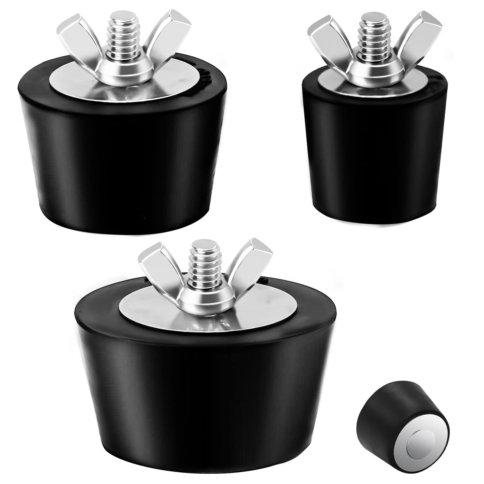 3 Pcs Swimming Pool Winterizing Plugs Skimmer Plug for Above Ground Pool, Rubber Pool Plugs with Stainless Steel Screw Bolts, Pool Return Line Pool Plugs for Inground Pool (1 Inch, 1.5 Inch, 2 Inch)