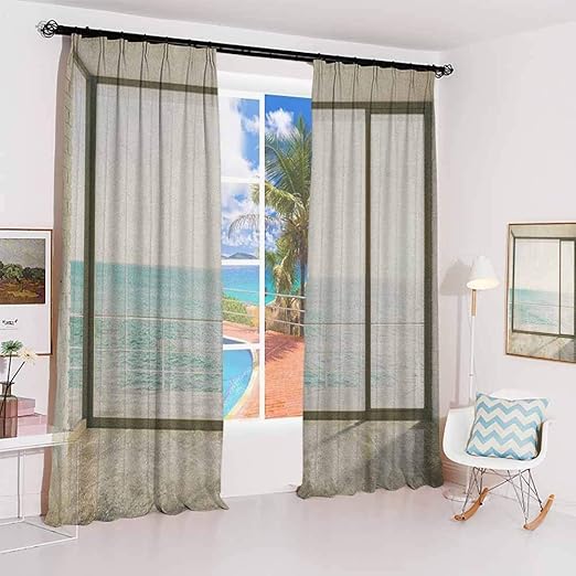 Amazon Com Hengshu Beach Studio Partition Living Room Curtain