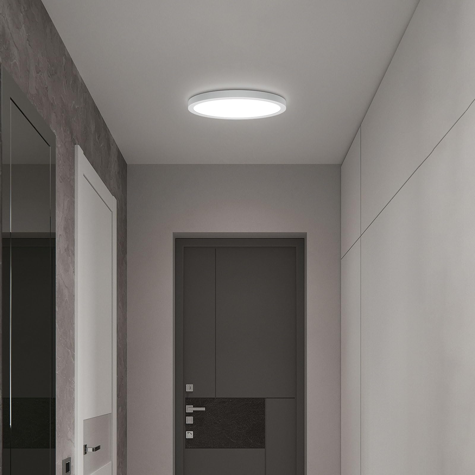 Taoellen 9W LED Ceiling Light, 6500K Cold White Ultra-Thin Bathroom Light, Mini Size Round Ceiling Light Fixtures for Porch, Corridor, Small Toilet, Stairwell, Hallway