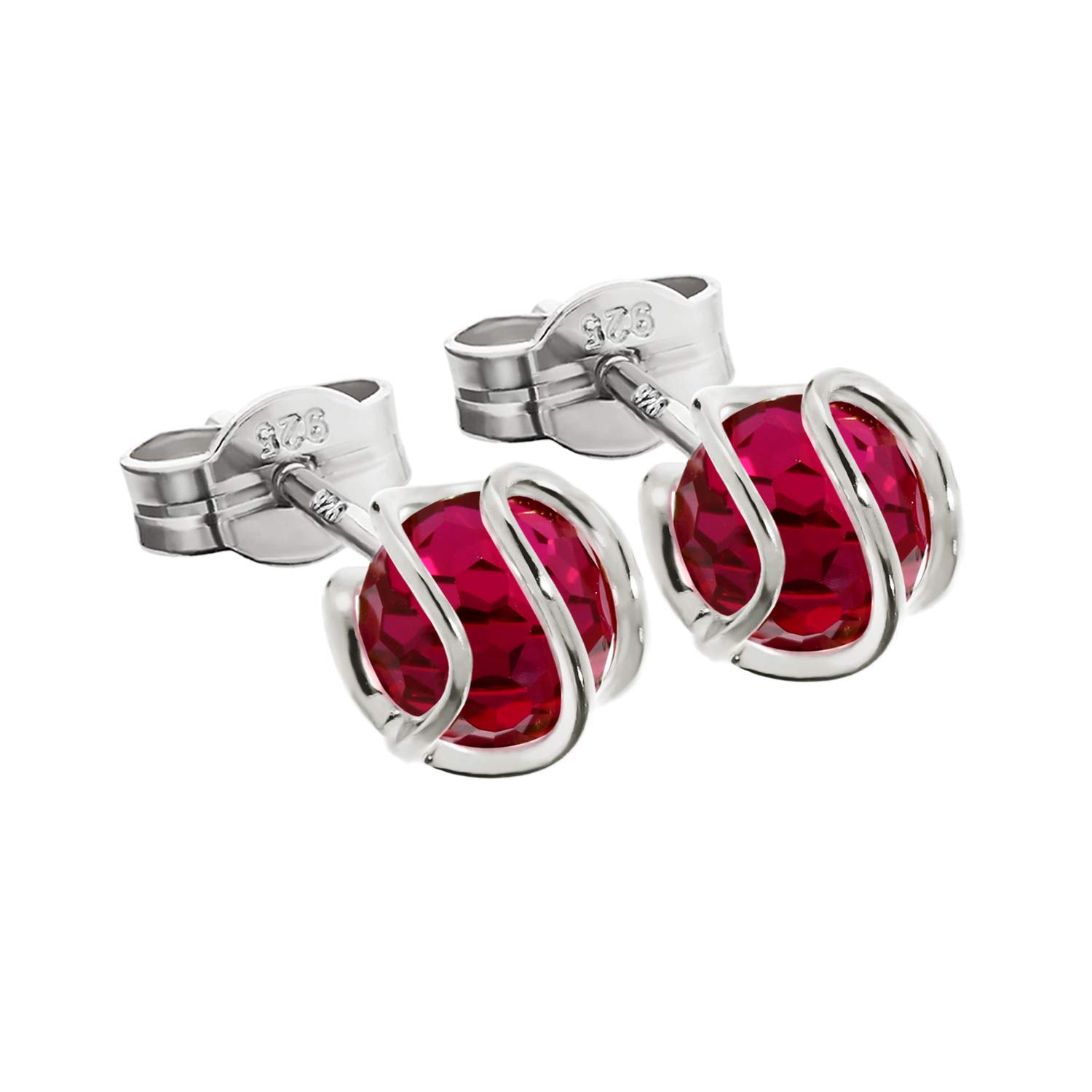 NKlaus silver pair of ball stud earrings 925 sterling silver sphere cubic zirconia earrings 7mm 7849