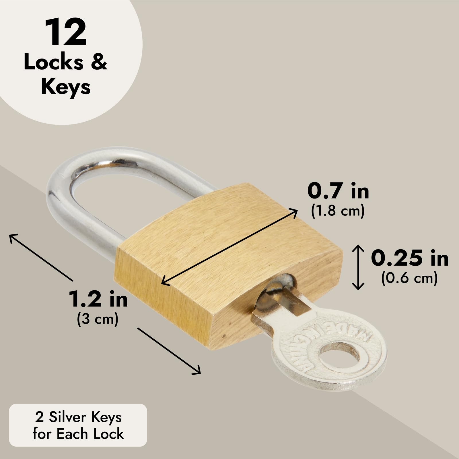 Juvale Luggage Locks with Keys - 12-Pack, 0.7 x 1.2 x 0.25 in, Gold & Silver - TSA Approved Locks for Luggage & Travel Security