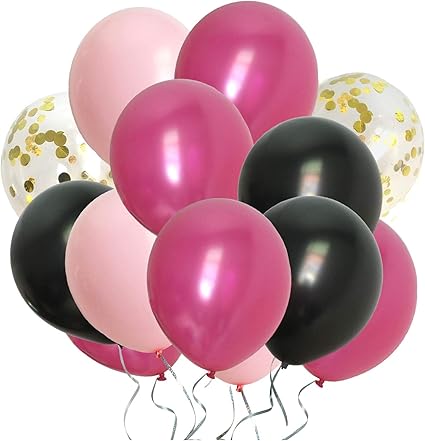 Amazon Com Hot Pink Balloons Assorted Black Gold Pink Party