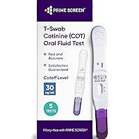 Prime Screen® T-Swab Cotinine (COT) Oral Fluid Test – One-Step Nicotine Detection for Employment & Insurance Screening [5 Pac