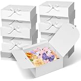 WLUSEAXI White Gift Boxes with Lids, Bridesmaid Proposal Box 12Pack | 10x10x4 Inches Gift Box with Ribbon for Presents, Wedding, Birthday Party, Baby Shower, Graduation, Anniversary