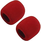 Fielect 2Pcs Microphone Cover Sponge Foam Mic Cover Handheld Microphone Windscreen Shield Protection Micro Foam Filter Wine Red for KTV Broadcasting