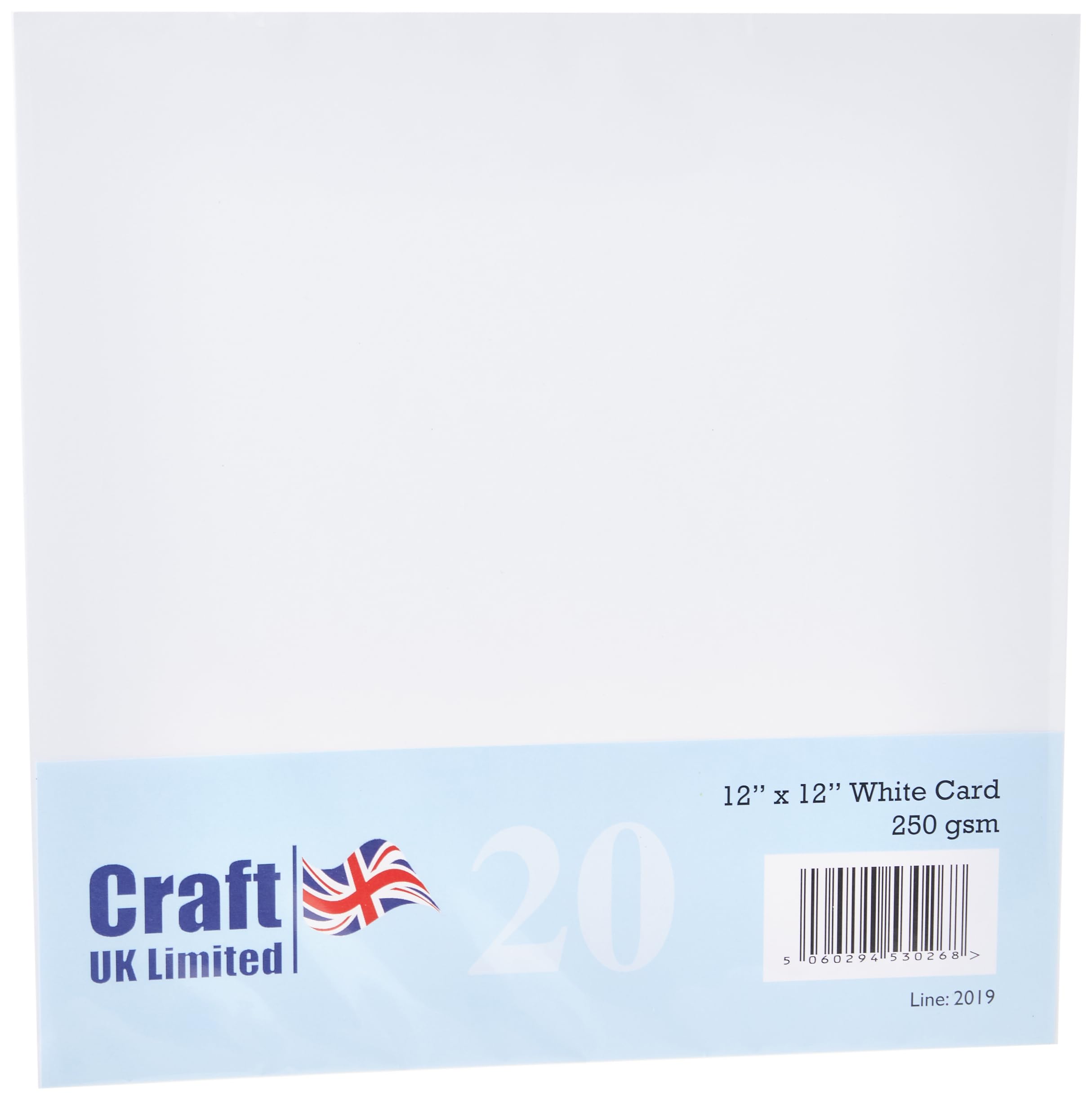 Craft UK 2019 12X12 Card, White, pack of 20 sheets — image 1