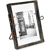 Isaac Jacobs 2x3, Antique Bronze, Vintage Style Brass and Glass, Metal Floating Picture Frame (Vertical) with Locket Closure, for Photos, Art, & More, Tabletop Display (2x3 Antique Bronze)