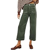miduo Womens Casual Button Zipper High Waisted Straight Leg Wide Leg Corduroy Pants with Pockets Trousers