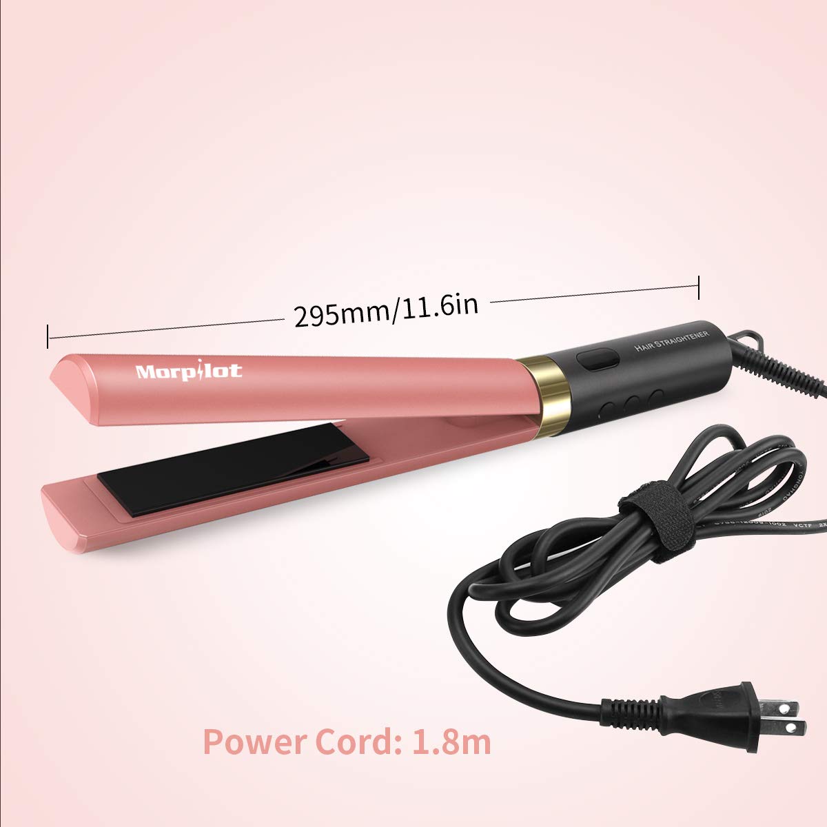 Professional Hair Straightener, Morpilot Dust Proof Plate Flat Iron Fast Heating-up with with Adjustable Temperature 265 to 450℉ Travel Size Dual Voltage for All Hair Types