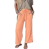 Ayturbo Womens Wide Leg Pants Casual High Waisted Palazzo Pants Lightweight Summer Flowy Beach Pants with Pockets