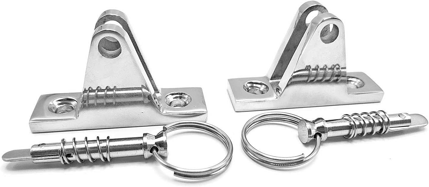Amadget 2 Pack Bimini Top 90°Deck Hinge with Removable Pin, 316 Stainless Steel Marine Boat Hinge Mount Bimini Top Fitting Hardware : Sports & Outdoors