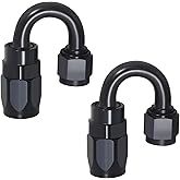 SDZONGES 6AN Fitting, 2PCS 6AN Hose End Fittings, 6 AN 180 Degree Fittings for CPE Braided Hose(Black).