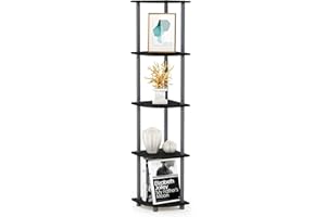FURINNO 99811BK/GY 5-Tier Corner Rack Display Shelf, Black