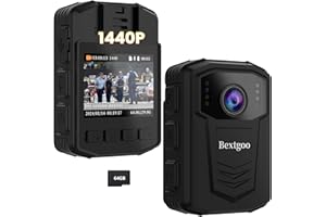 Bextgoo 1440P Body Camera, Body Cam, Built-in 64GB Memory Card, Ultra Infrared Night Vision, 3500mAh Battery, Up to15 Hours Using Time, Waterproof, Shockproof, Lightweight for Indoor Outdoor