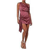 Lulus June One Shoulder Tie Front Mini Dress for Women Sleek Satin Party Dress
