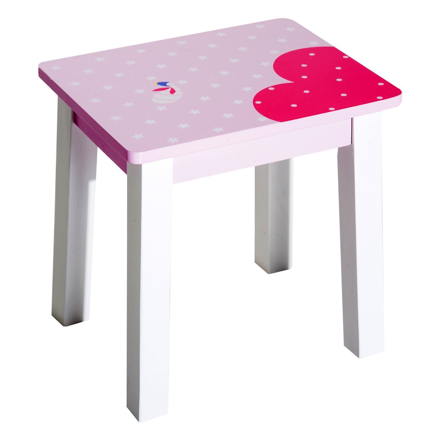 HOMCOM Tocador Infantil Con Taburete Y Espejo Tipo Princesa Mesita De