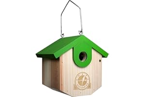 SISTERBIRD Wren Bird Houses for Outside Cedar Hanging Birdhouses for Outdoors 1-1/8" Entrance Hole Bird Houses for Outside Clearance Wooden Nesting Box Chickadee Predator Guard, Green