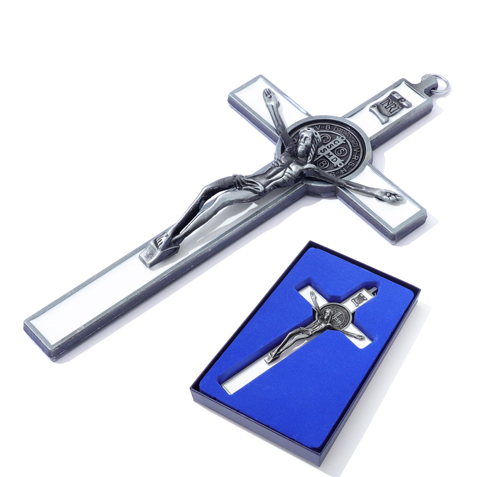 KOMI 7.5 Inch Catholic Metal Crucifix Wall Cross for Home Decor Jesus Christ INRI Wall Crucifix Decor Religious Gifts for Men Women