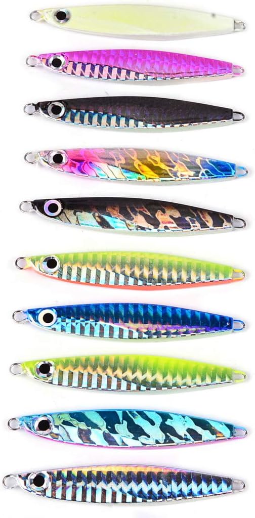 Aorace 10pcs/lot 5.9cm 12g Jigging Lure Lead Fish Metal Jig Fishing Lure Paillette Knife Artificial Hard Bait Laser Body