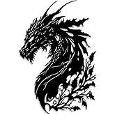 LIYOUYA Dragon Metal Wall Decor - Man Cave Decor Fantasy Room Decor Flower Wall Art Home Decor for Living Room, Bedroom, Office,Courtyard, Patio, Outdoor (Black)