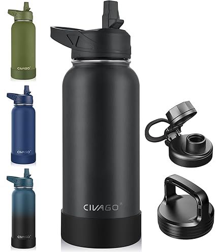 Amazon.com: MOTOULAX 32oz Water Bottles Insulated with Lid