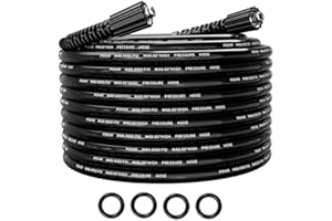 POHIR Pressure Washer Hose 25FT 4000PSI, 1/4 Inch M22 Kink Resistant Power Washing Replacement Hose, Lightweight Pressure Washer Extension Hose