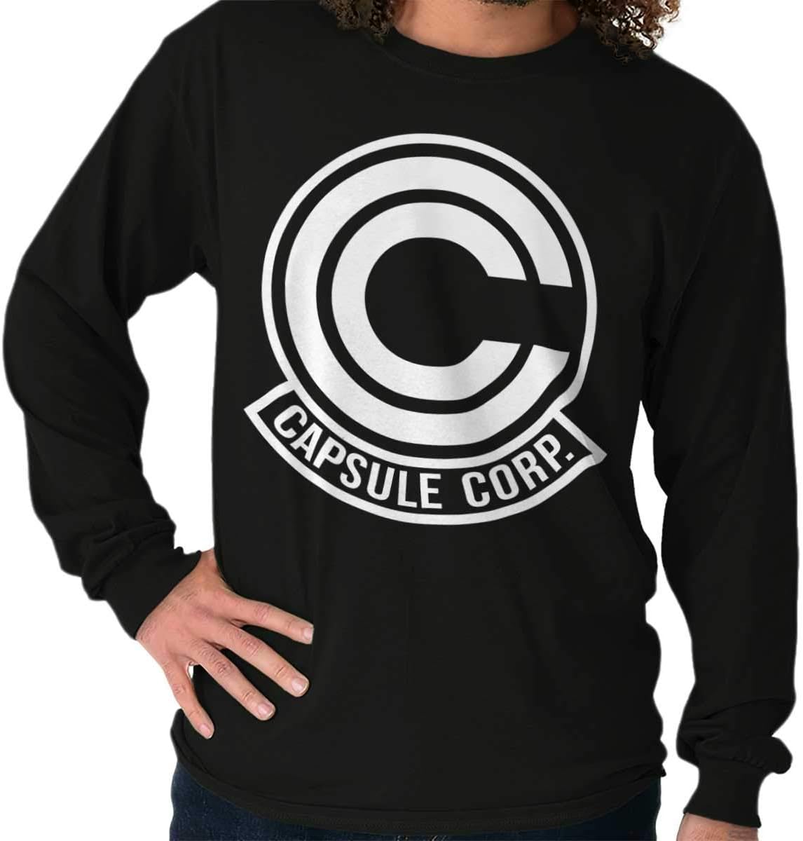 Brisco Brands Capsule Corp DBZ Cool Dynocaps Anime Gym Long Sleeve Tee
