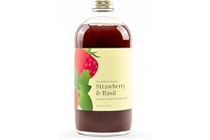 Wood Stove Kitchen - Strawberry & Basil Mix | Cocktail & Mocktail Mixer - Natural Craft Syrup with Tasty Flavors - Concentrated & Alcohol Free - Aromatic, Clover Honey, 16 oz.