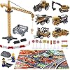 Construction Toys Engineering Vehicle Toy with Construction Site Mat Tower Crane, Excavators Truck, Digger Toy…