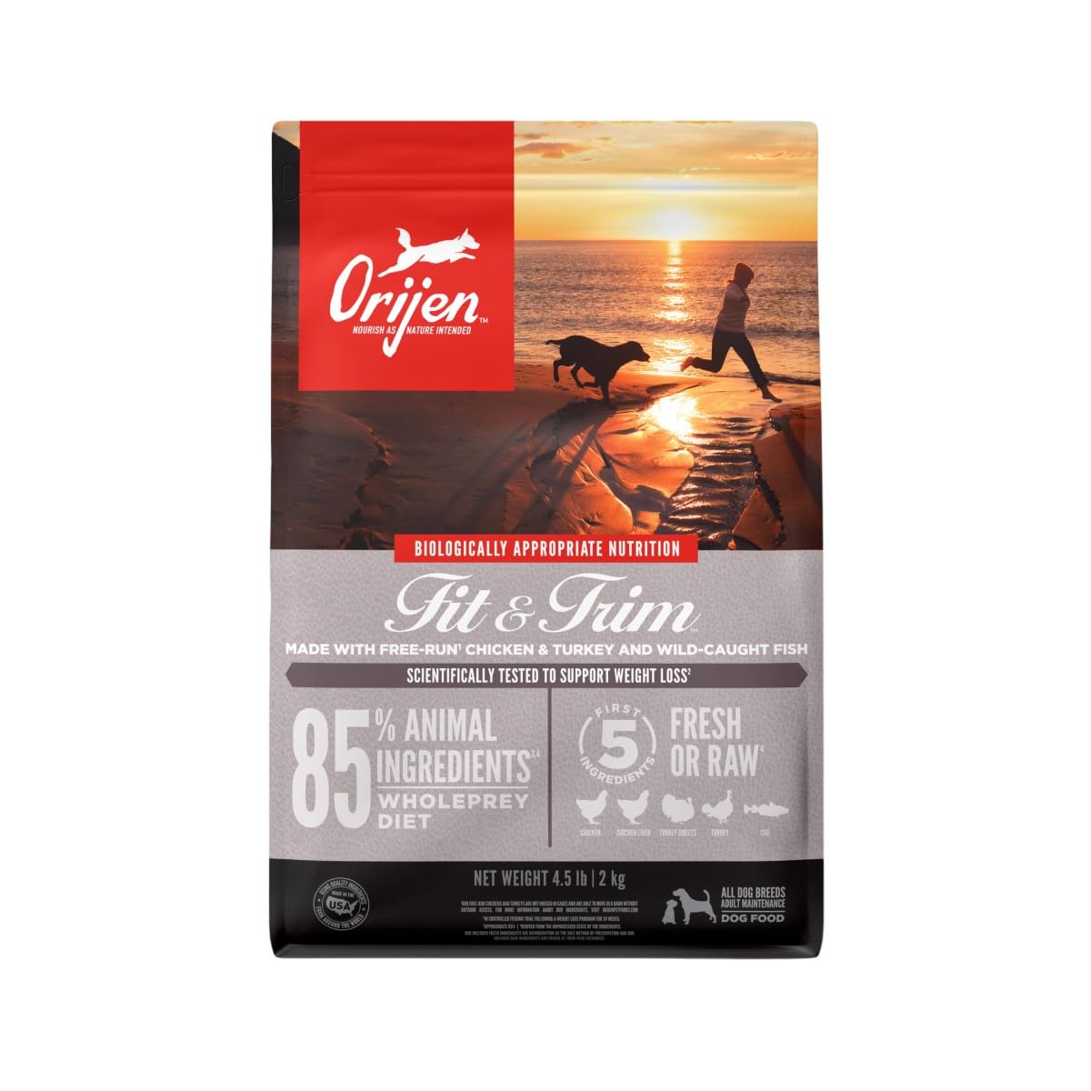 ORIJEN Grain Free High Protein Dry Dog Food Fit & Trim Recipe 4.5lb Bag Image