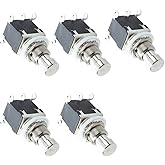 ESUPPORT 6Pin DPDT Momentary Stomp Foot Switch Pedal Guitar Push Button Metal True Bypass AC 250V/2A 125V/4A Pack of 5
