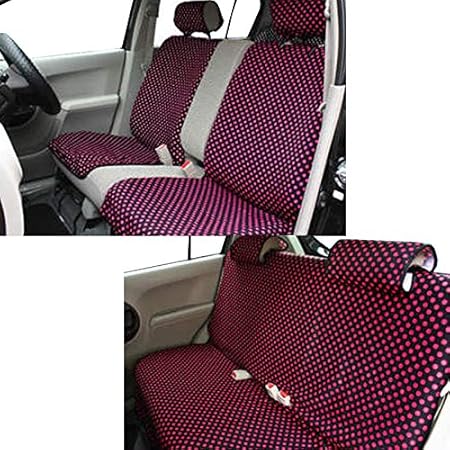 Amazon Trancess 汎用エプロンシートカバー 全席分 ラブリードット ブラック ピンク Trl 181 シートカバー 車 バイク