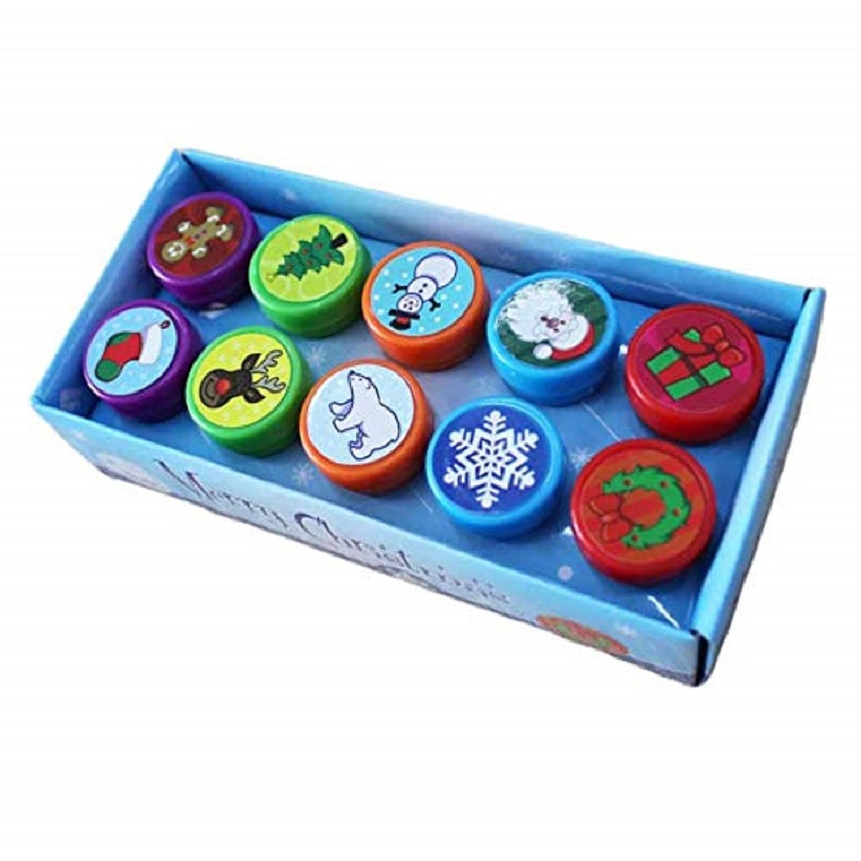 XLKJ 10 Pcs Christmas Stamps Set,Kids Self-ink Stamps for Easter Egg Stuffers, Party Favor, Teacher Stamps